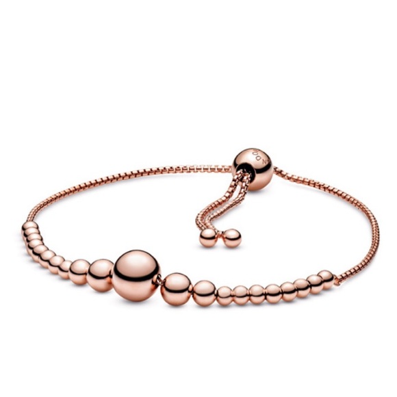 Pandora STRING OF BEADS Genuine 14K rose GOLD plated Adjustable Bracelet - Picture 11 of 14